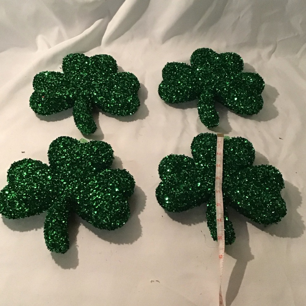 Glittery Green Shamrock Decorations